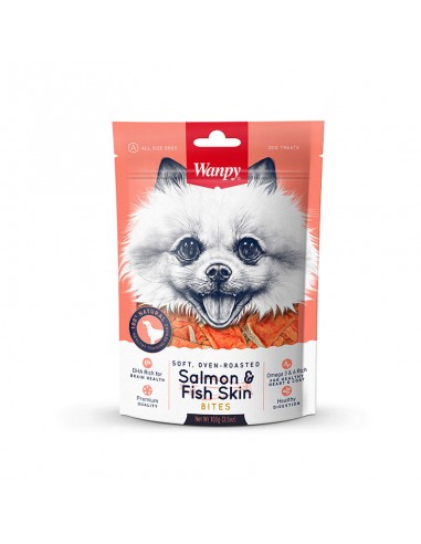  Wanpy Salmón & Fish Skin 100gr - Snacks para perros - Puppies House-$ 3.990