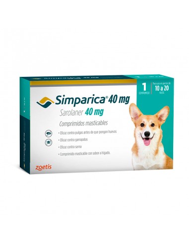  Simparica 40 mg Antiparasitario Externo 10-20 Kg - Antiparasitarios - Puppies House
