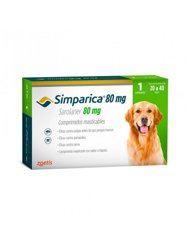  Simparica 80 mg Antiparasitario Externo 20-40 Kg - Antiparasitarios - Puppies House